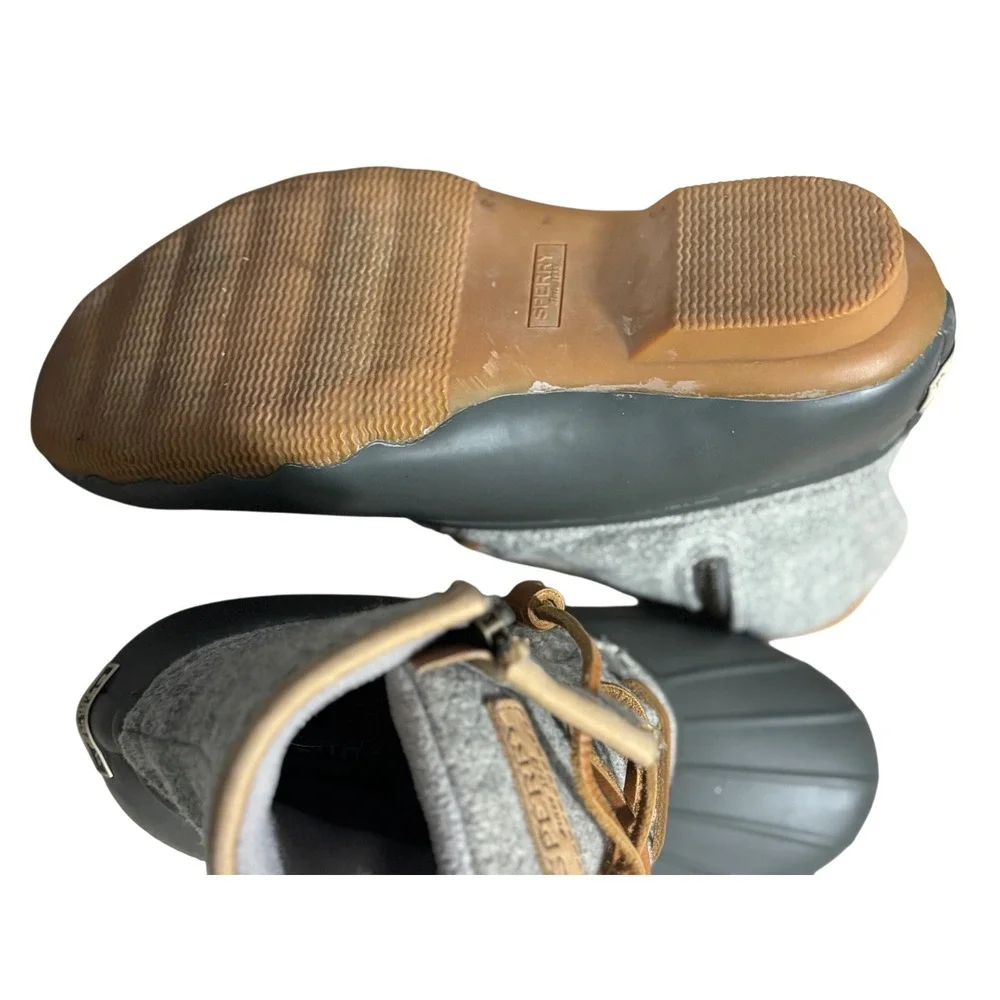 Sperry Top Sider Women Gray Wool Rubber Duck‎ Boots Ankle Zip Size 6.5